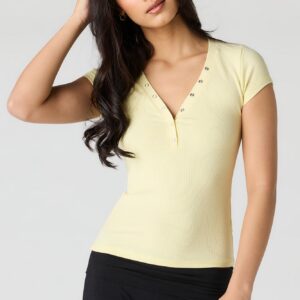 Classic Ribbed Henley T-Shirt